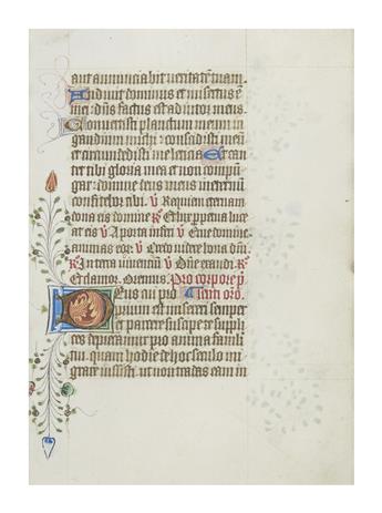 (MANUSCRIPT LEAF.) Double-sided illuminated vellum leaf.